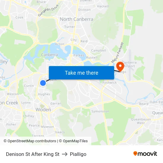 Denison St After King St to Pialligo map
