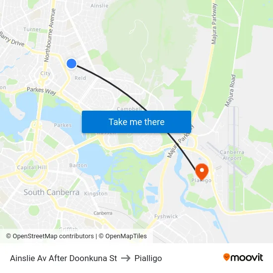 Ainslie Av After Doonkuna St to Pialligo map