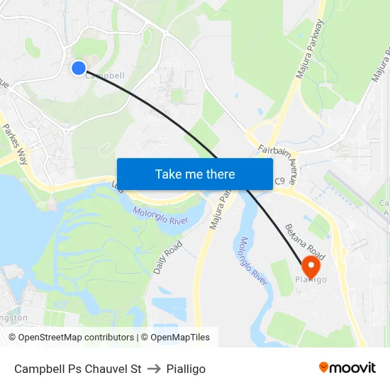 Campbell Ps Chauvel St to Pialligo map
