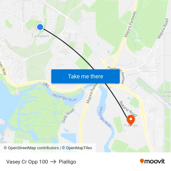 Vasey Cr Opp 100 to Pialligo map