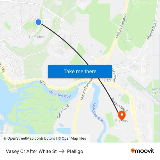 Vasey Cr After White St to Pialligo map