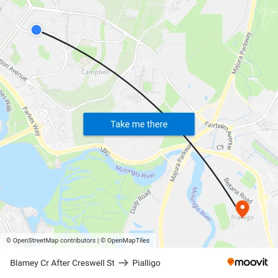 Blamey Cr After Creswell St to Pialligo map