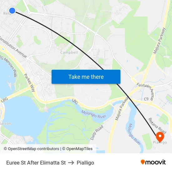 Euree St After Elimatta St to Pialligo map