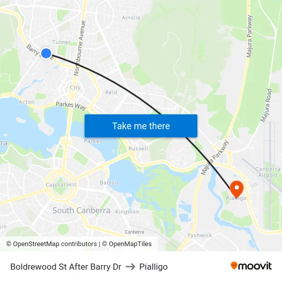 Boldrewood St After Barry Dr to Pialligo map