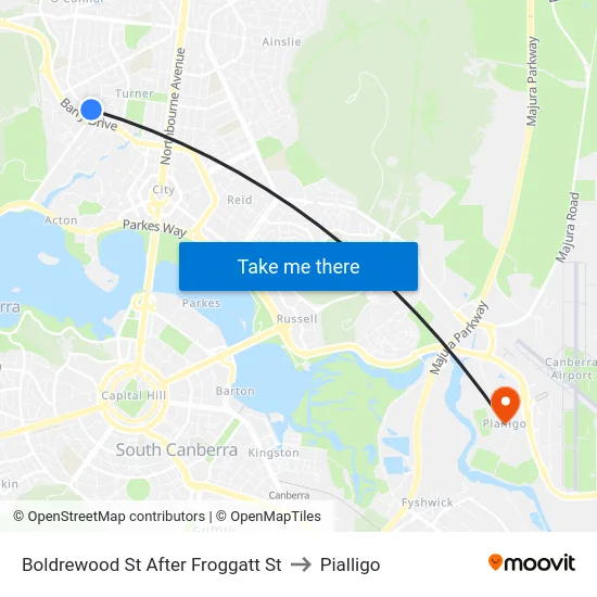 Boldrewood St After Froggatt St to Pialligo map