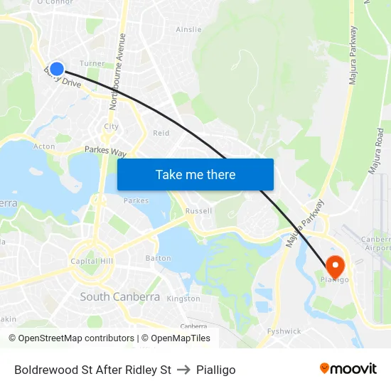 Boldrewood St After Ridley St to Pialligo map