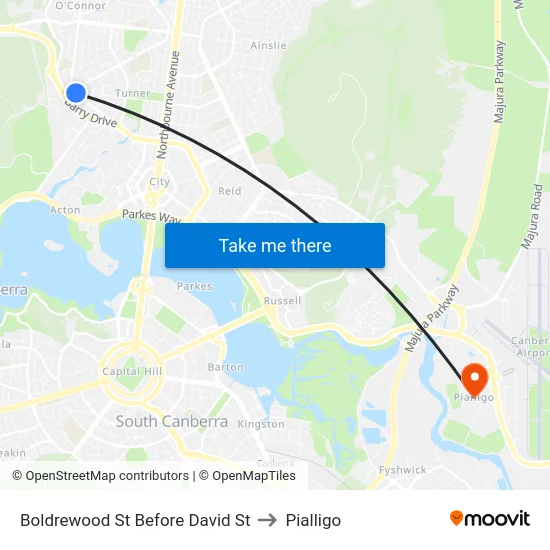 Boldrewood St Before David St to Pialligo map