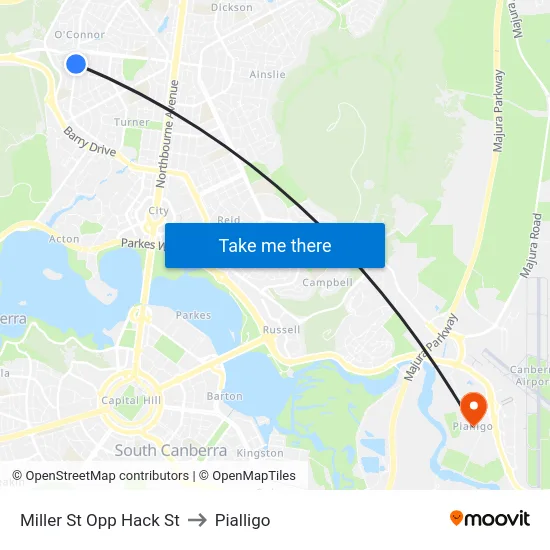 Miller St Opp Hack St to Pialligo map