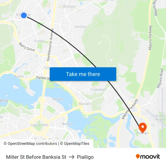 Miller St Before Banksia St to Pialligo map