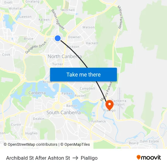 Archibald St After Ashton St to Pialligo map