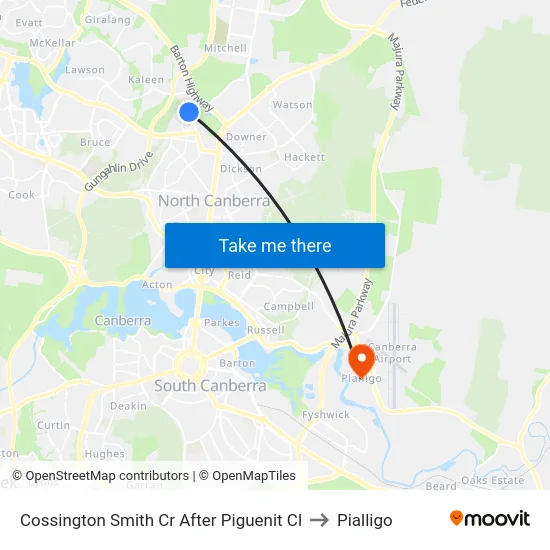 Cossington Smith Cr After Piguenit Cl to Pialligo map