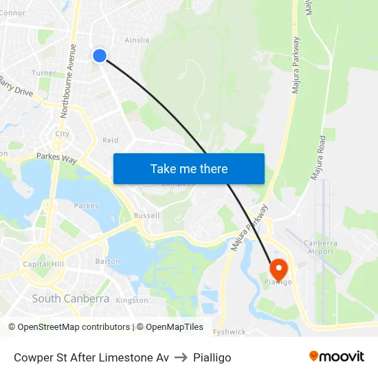Cowper St After Limestone Av to Pialligo map