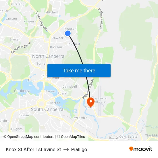 Knox St After 1st Irvine St to Pialligo map