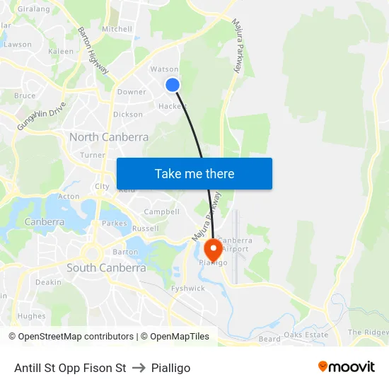 Antill St Opp Fison St to Pialligo map
