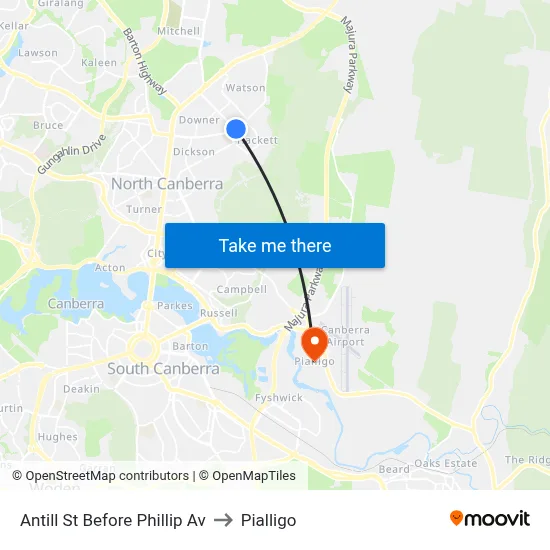 Antill St Before Phillip Av to Pialligo map