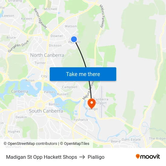 Madigan St Opp Hackett Shops to Pialligo map