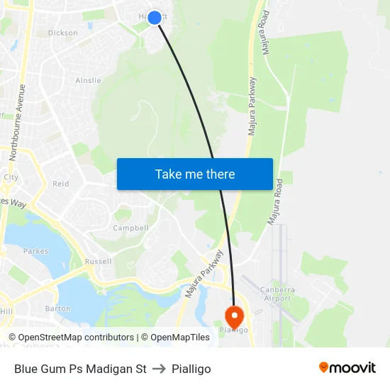 Blue Gum Ps Madigan St to Pialligo map