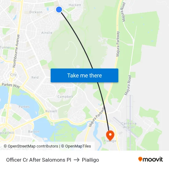 Officer Cr After Salomons Pl to Pialligo map