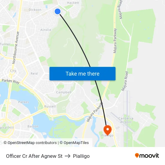 Officer Cr After Agnew St to Pialligo map