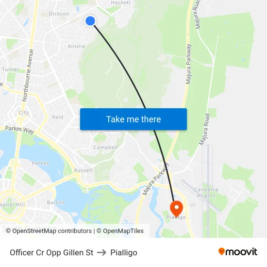 Officer Cr Opp Gillen St to Pialligo map