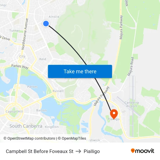 Campbell St Before Foveaux St to Pialligo map