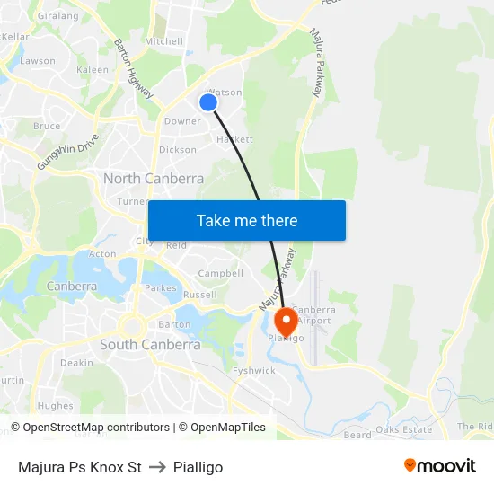 Majura Ps Knox St to Pialligo map