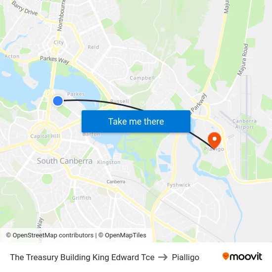 The Treasury Building King Edward Tce to Pialligo map