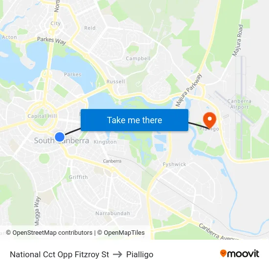 National Cct Opp Fitzroy St to Pialligo map