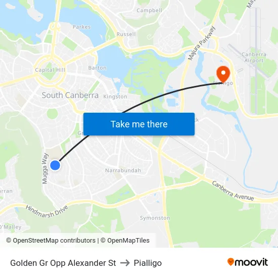 Golden Gr Opp Alexander St to Pialligo map
