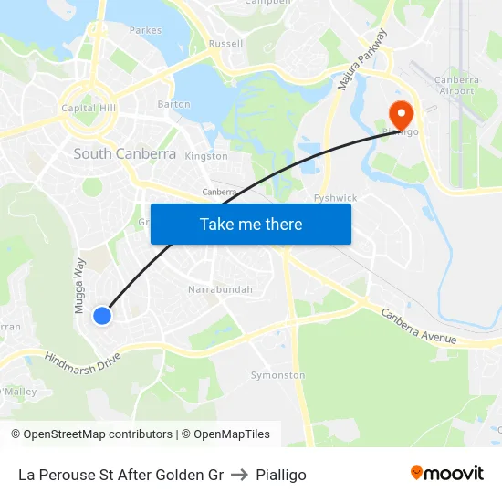 La Perouse St After Golden Gr to Pialligo map