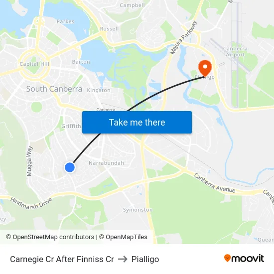 Carnegie Cr After Finniss Cr to Pialligo map