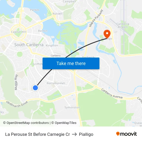La Perouse St Before Carnegie Cr to Pialligo map