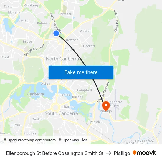 Ellenborough St Before Cossington Smith St to Pialligo map
