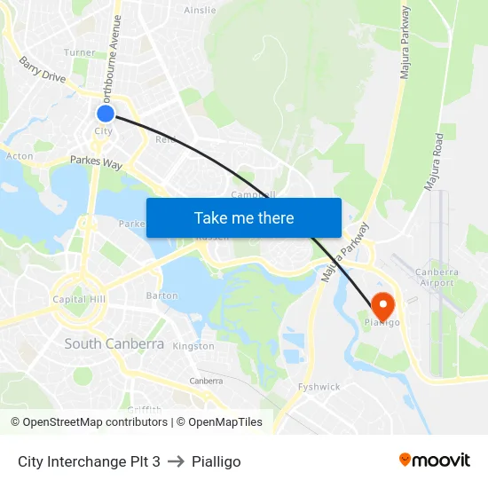 City Interchange Plt 3 to Pialligo map