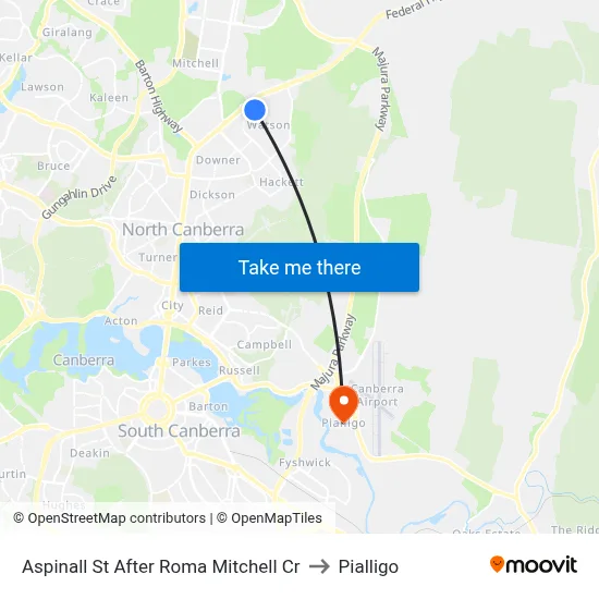 Aspinall St After Roma Mitchell Cr to Pialligo map