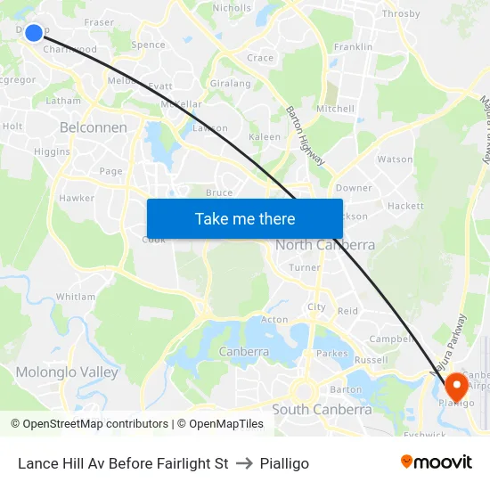 Lance Hill Av Before Fairlight St to Pialligo map