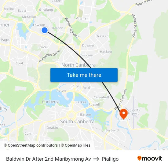 Baldwin Dr After 2nd Maribyrnong Av to Pialligo map