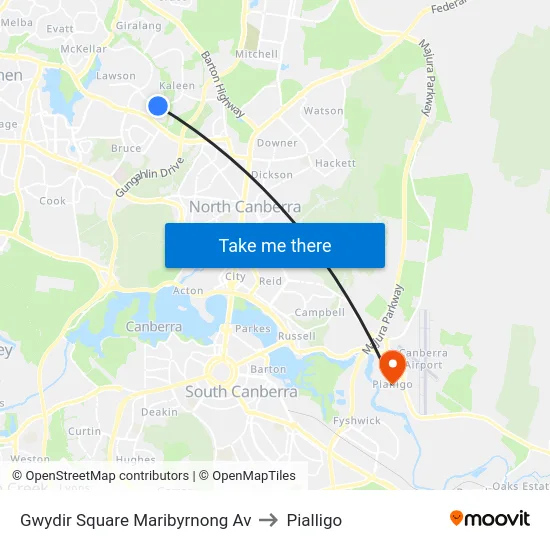 Gwydir Square Maribyrnong Av to Pialligo map