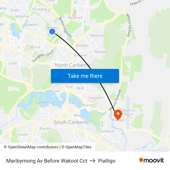 Maribyrnong Av Before Wakool Cct to Pialligo map