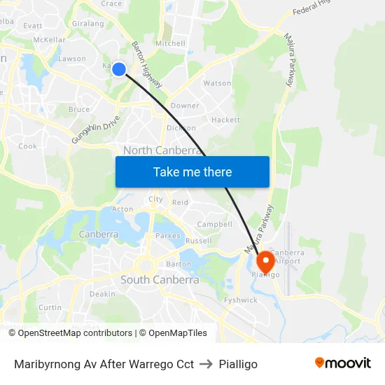 Maribyrnong Av After Warrego Cct to Pialligo map