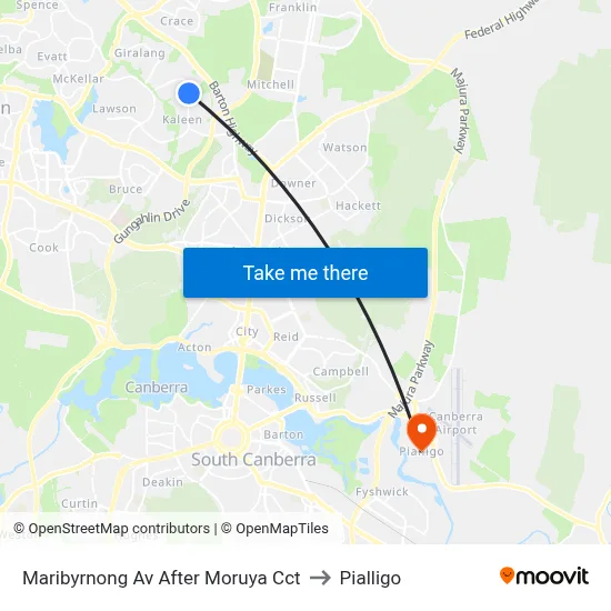 Maribyrnong Av After Moruya Cct to Pialligo map
