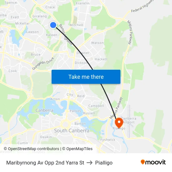 Maribyrnong Av Opp 2nd Yarra St to Pialligo map