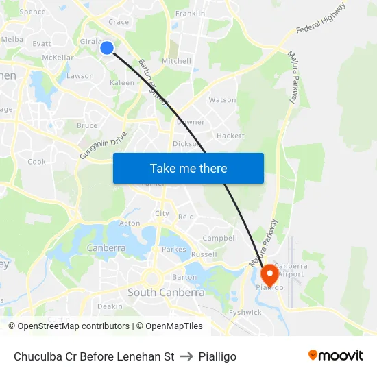 Chuculba Cr Before Lenehan St to Pialligo map