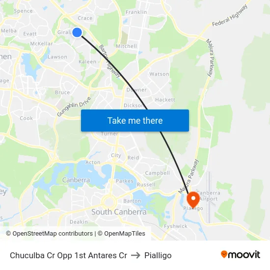 Chuculba Cr Opp 1st Antares Cr to Pialligo map