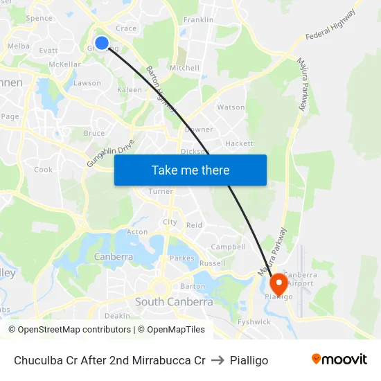 Chuculba Cr After 2nd Mirrabucca Cr to Pialligo map