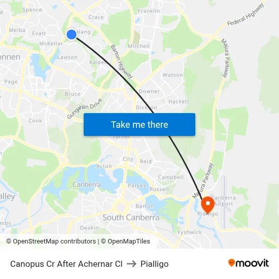 Canopus Cr After Achernar Cl to Pialligo map
