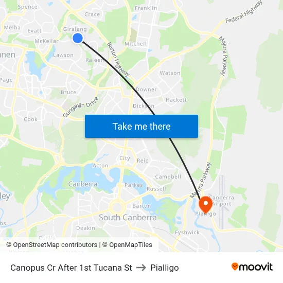 Canopus Cr After 1st Tucana St to Pialligo map
