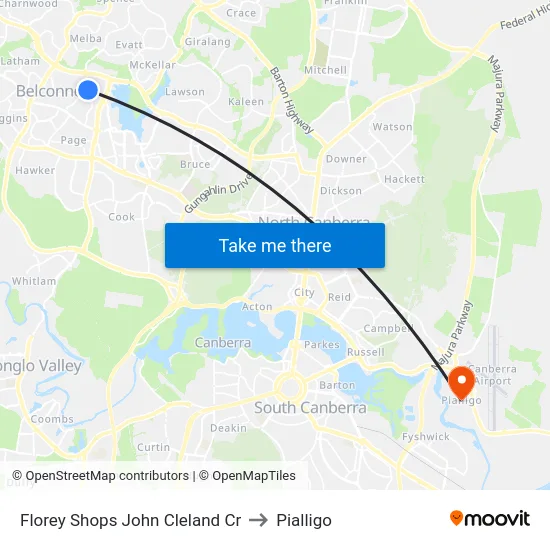 Florey Shops John Cleland Cr to Pialligo map