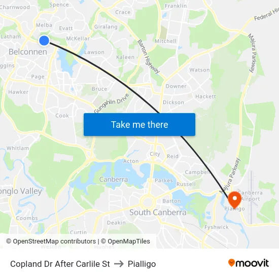 Copland Dr After Carlile St to Pialligo map