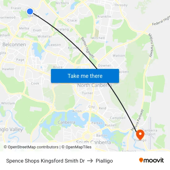 Spence Shops Kingsford Smith Dr to Pialligo map